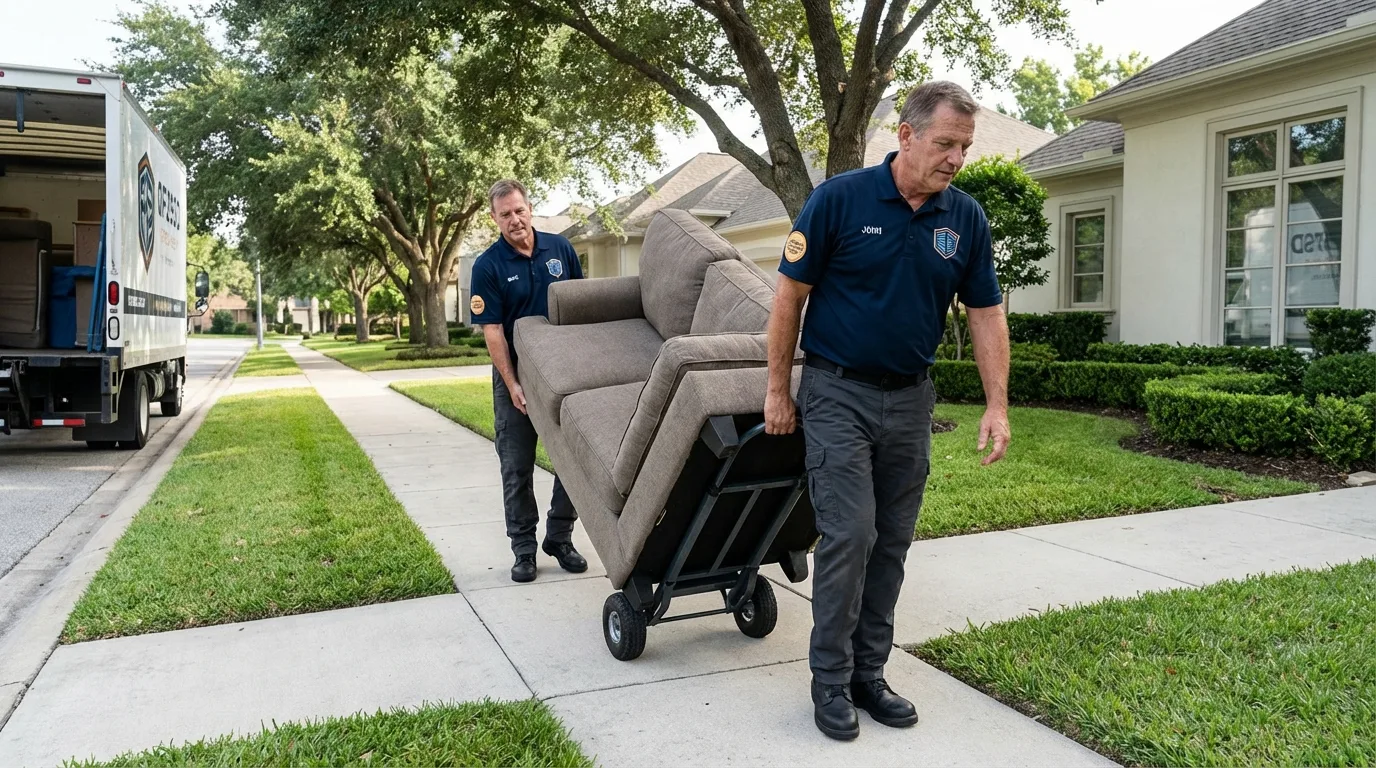 Local residential moving crew loading furniture in Oklahoma City, OK