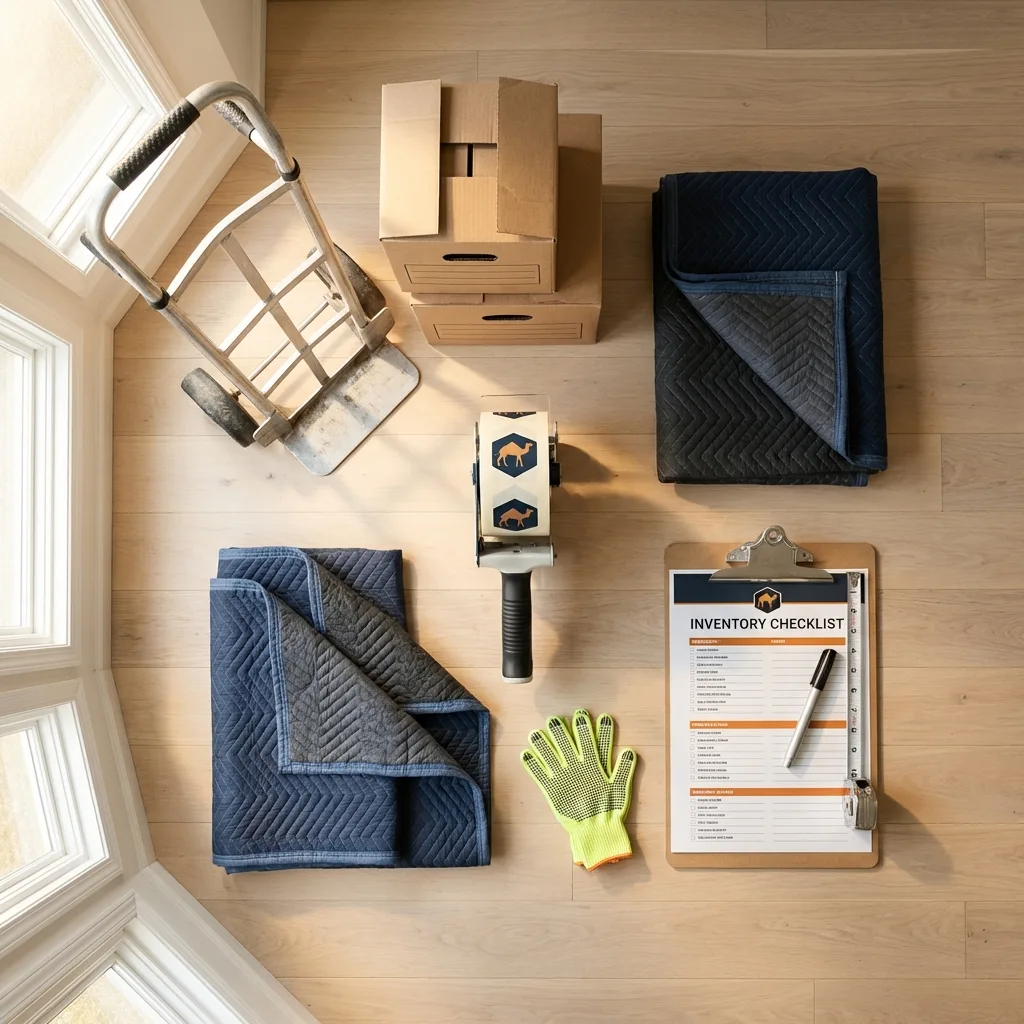 Professional moving supplies and packing materials layout for Oklahoma City residential relocations